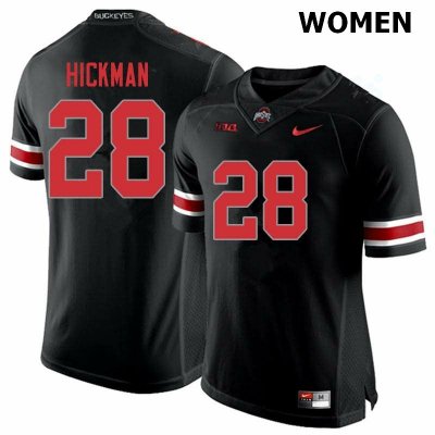 Women's Ohio State Buckeyes #28 Ronnie Hickman Blackout Nike NCAA College Football Jersey Lifestyle RPA5444KW